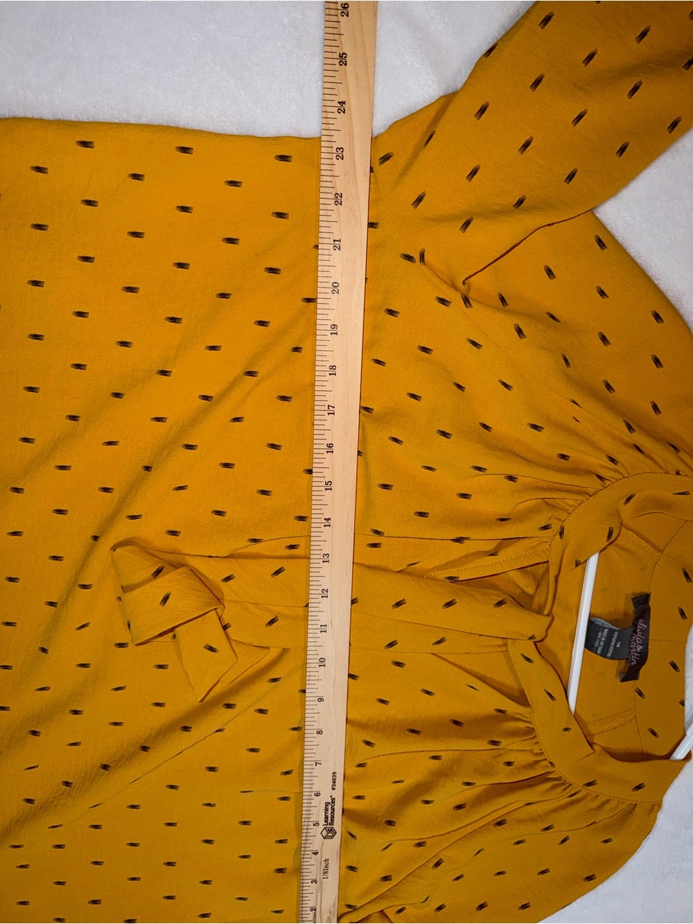 Olivia & Martin - Mustard Yellow Tie-Front Blouse – Size 1X - 100% Polyester - Picture 6 of 7